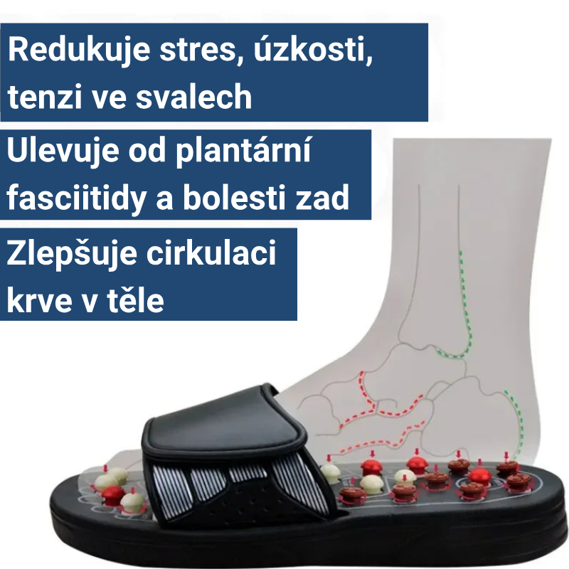 Nové masážní pantofle na nohy – reflexní akupunkturní terapie, masážní obuv s kameny, akupunkturní masáž oblázky.
