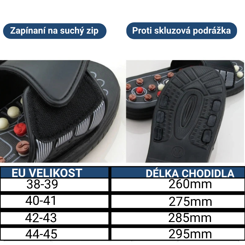 Nové masážní pantofle na nohy – reflexní akupunkturní terapie, masážní obuv s kameny, akupunkturní masáž oblázky.